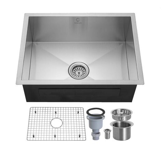 6pcs combo - Kitchen Sink - Stainless Steel - BRUDERMAIM 24x18x9 Inch 16 gauge Handcrafted T304 Stainless Steel Undermount Kitchen Sink Zero Radius Single Bowl