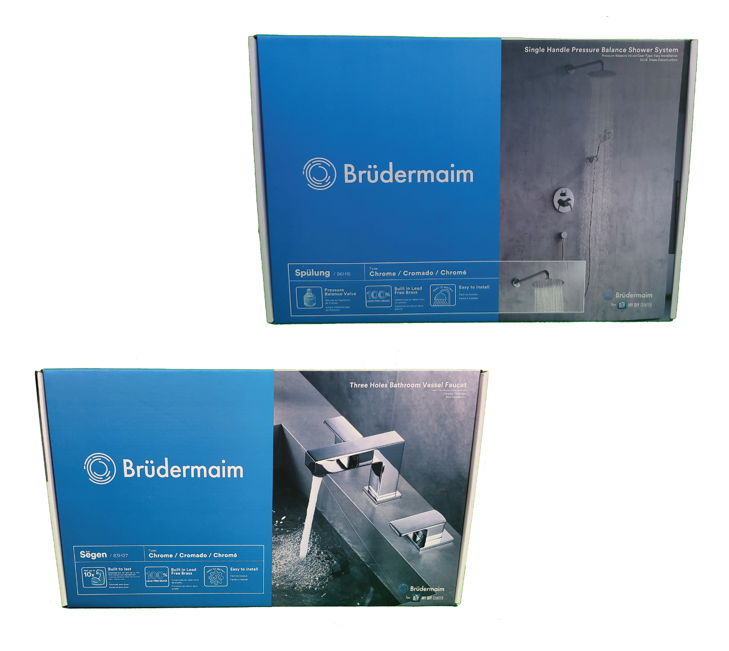 Chrome Bathroom Bundle (6pcs shower systems + 8pcs lavatory faucets).