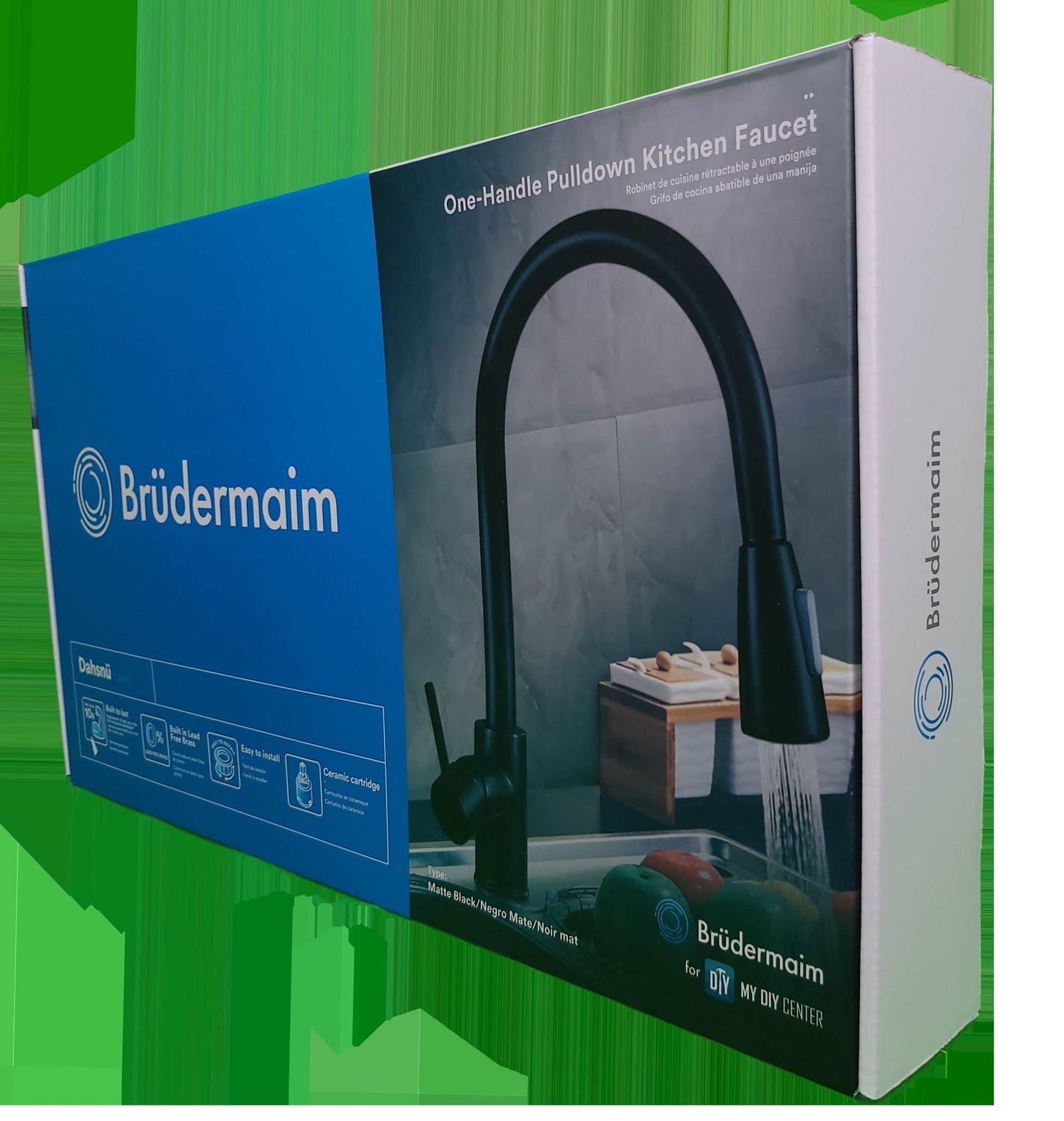 6pcs Box - Pulldown Kitchen Faucet - BRÜDERMAIM Dahsnü - Matte Black - Lead Free Brass - cUPC Certified - Ceramic Cartridge
