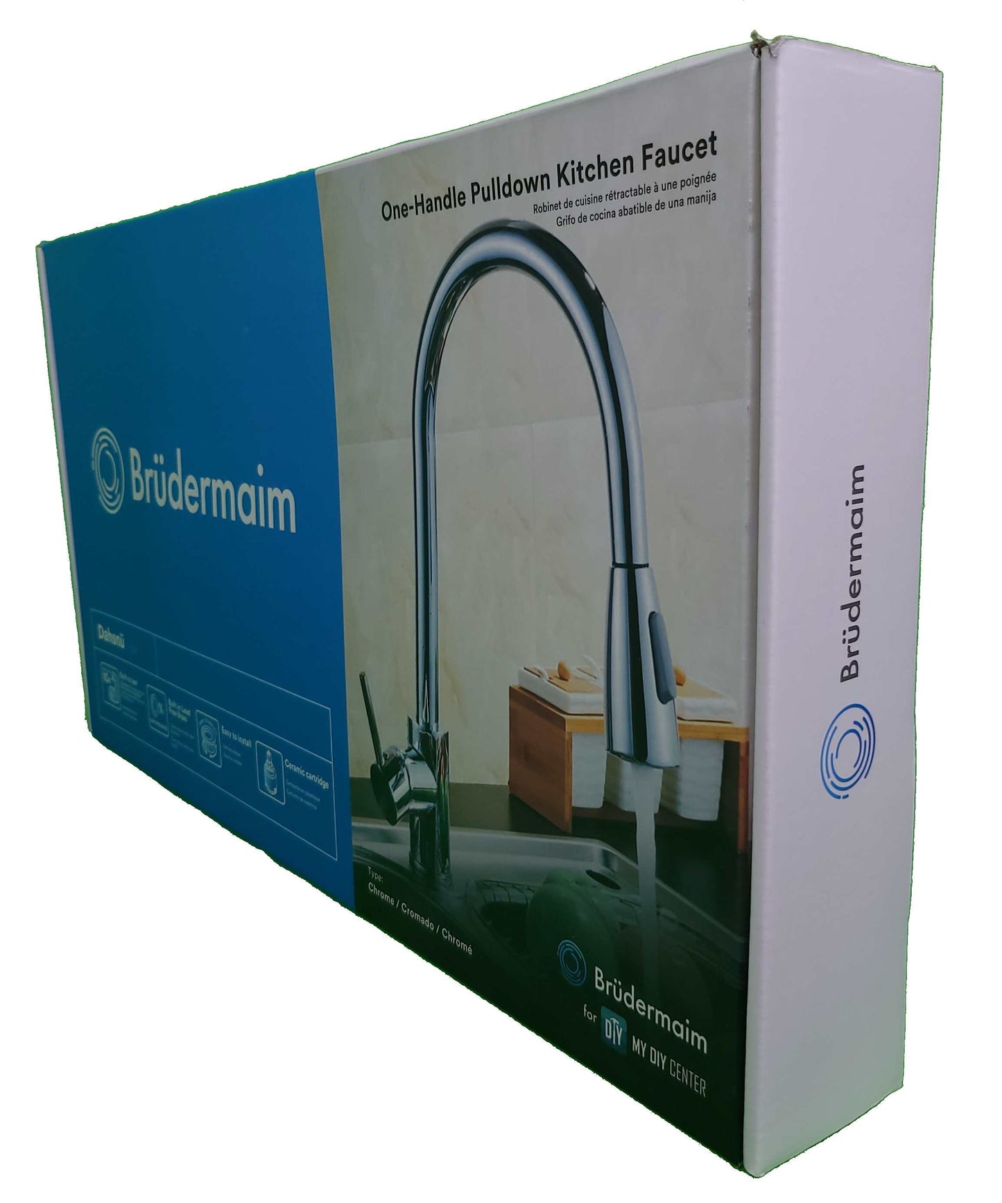 6pcs Box - Pulldown Kitchen Faucet - BRÜDERMAIM Dahsnü - Chrome - Lead Free Brass - cUPC Certified - Ceramic Cartridge