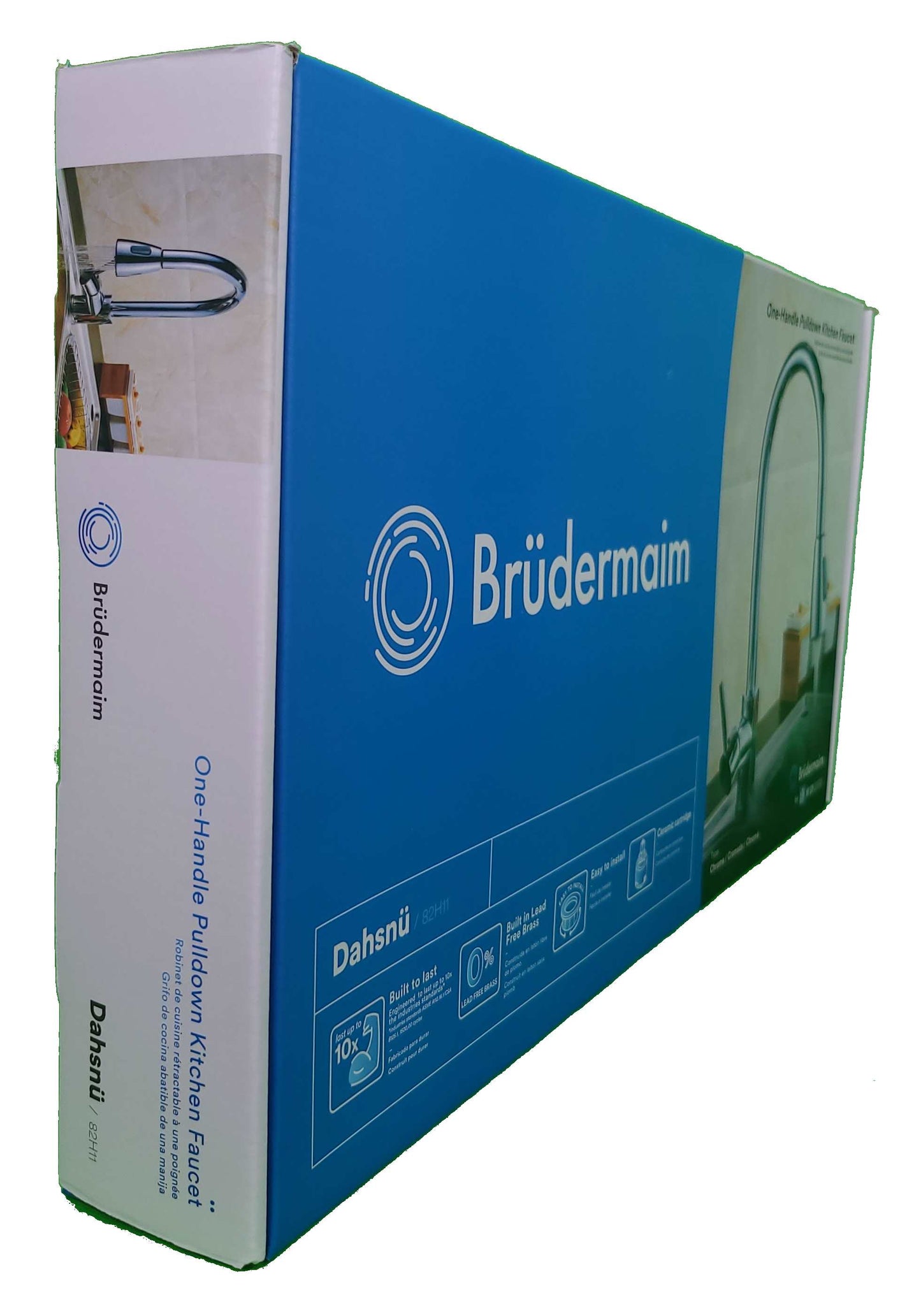 6pcs Box - Pulldown Kitchen Faucet - BRÜDERMAIM Dahsnü - Chrome - Lead Free Brass - cUPC Certified - Ceramic Cartridge