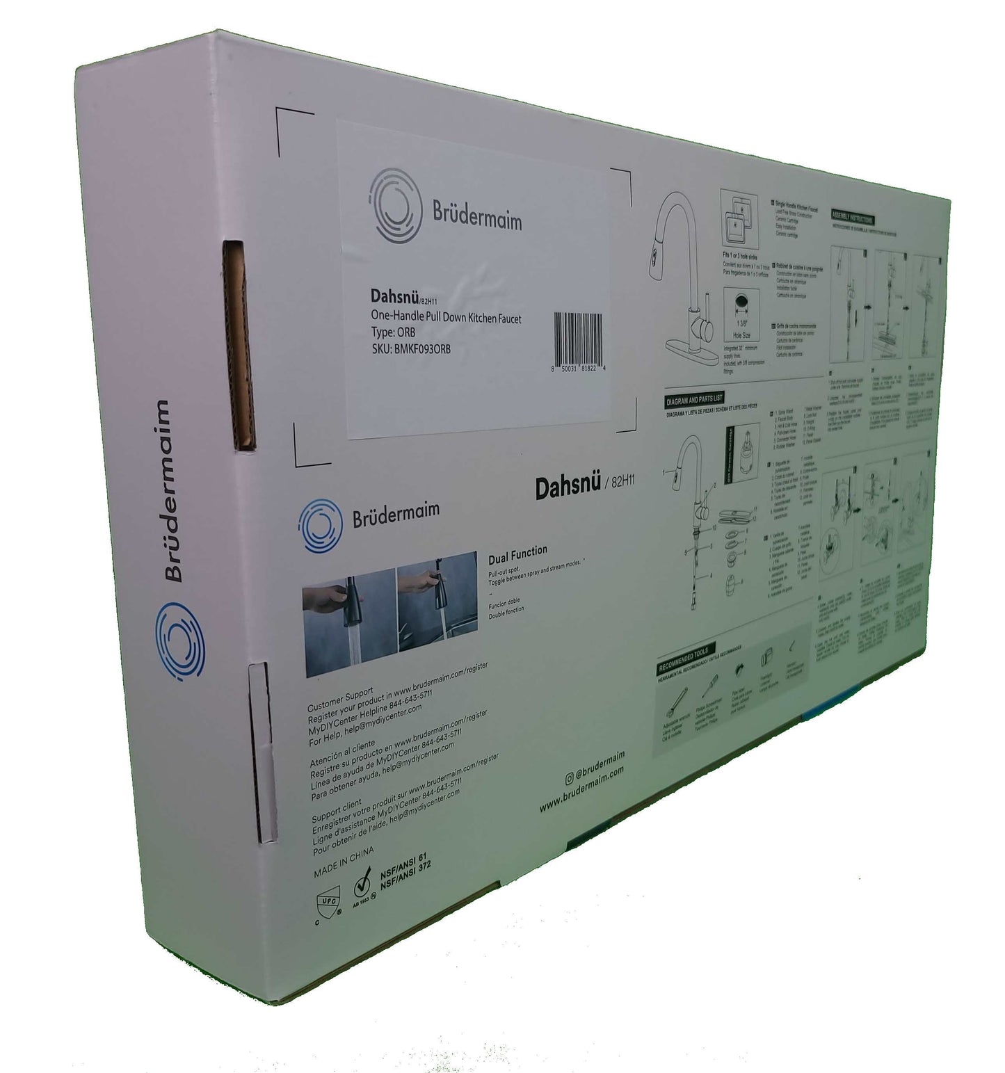 6pcs Box - Pulldown Kitchen Faucet - BRÜDERMAIM Dahsnü  - Black ORB - Lead Free Brass - cUPC Certified - Ceramic Cartridge