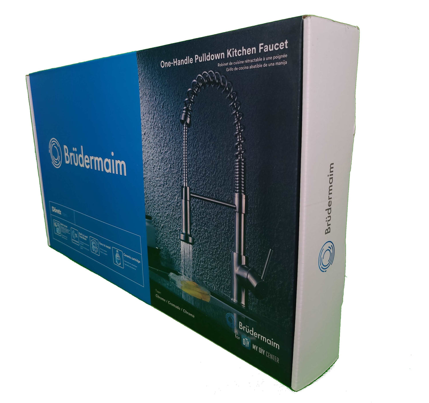 6pcs Box - Pulldown Kitchen Faucet - BRÜDERMAIM Döretz - Chrome - Lead Free Brass - cUPC Certified - Ceramic Cartridge