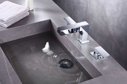 8pcs Box - Three Holes Vessel Lavatory Faucet - BRÜDERMAIM Sëgen- Chrome- Lead Free Brass - WaterSense and cUPC Certified - Ceramic Cartridge