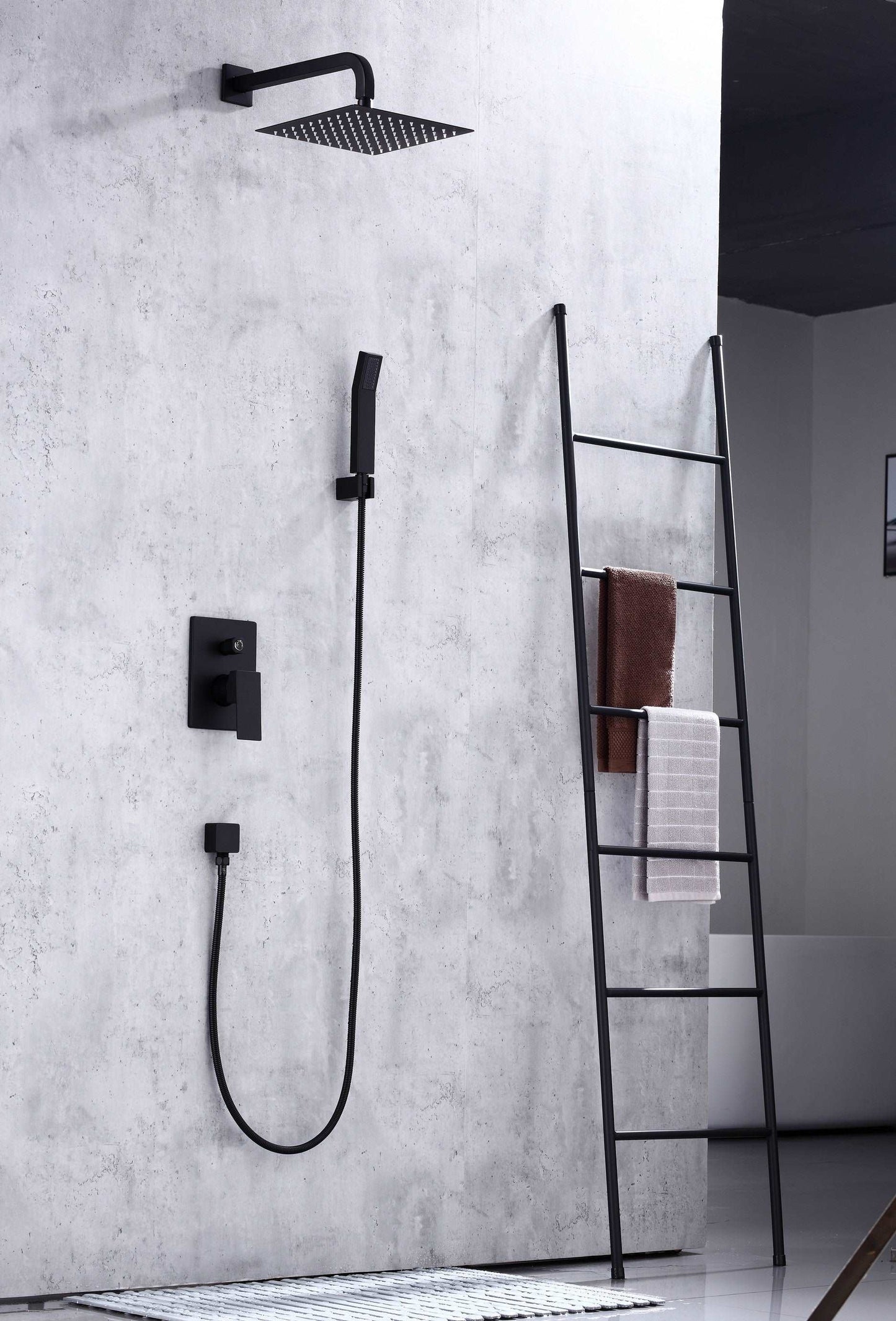 6pcs Box - Single Handle Pressure Balance Shower System - BRÜDERMAIM Rëgen- Matte Black - Lead Free Brass - cUPC Certified - Ceramic Cartridge