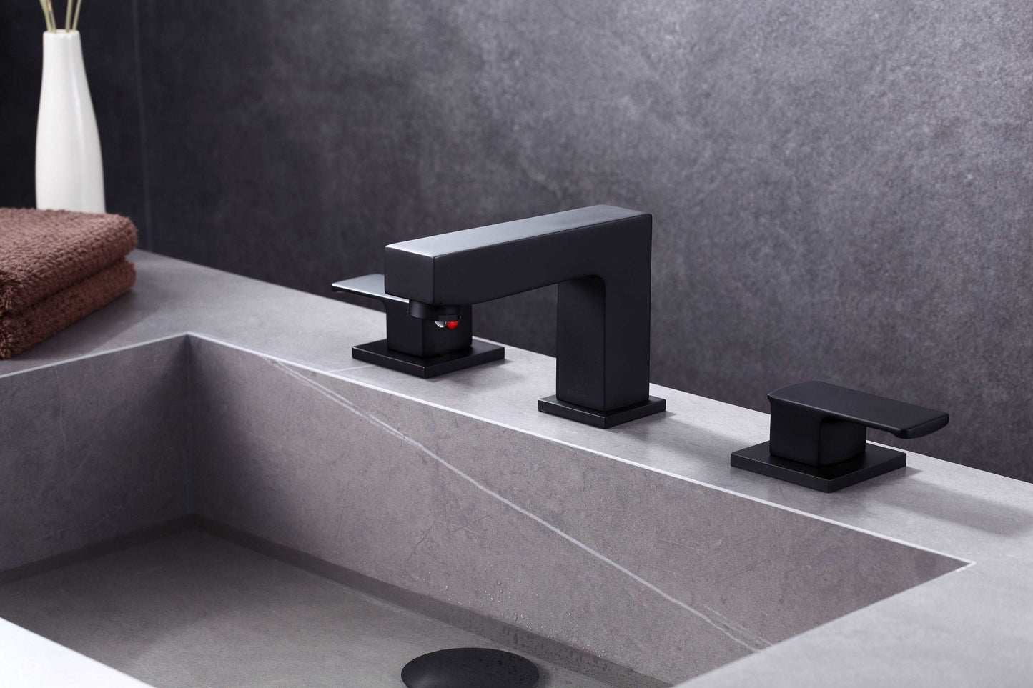 8pcs Box - Three Holes Vessel Lavatory Faucet - BRÜDERMAIM Sëgen- Matte Black - Lead Free Brass - WaterSense and cUPC Certified - Ceramic Cartridge