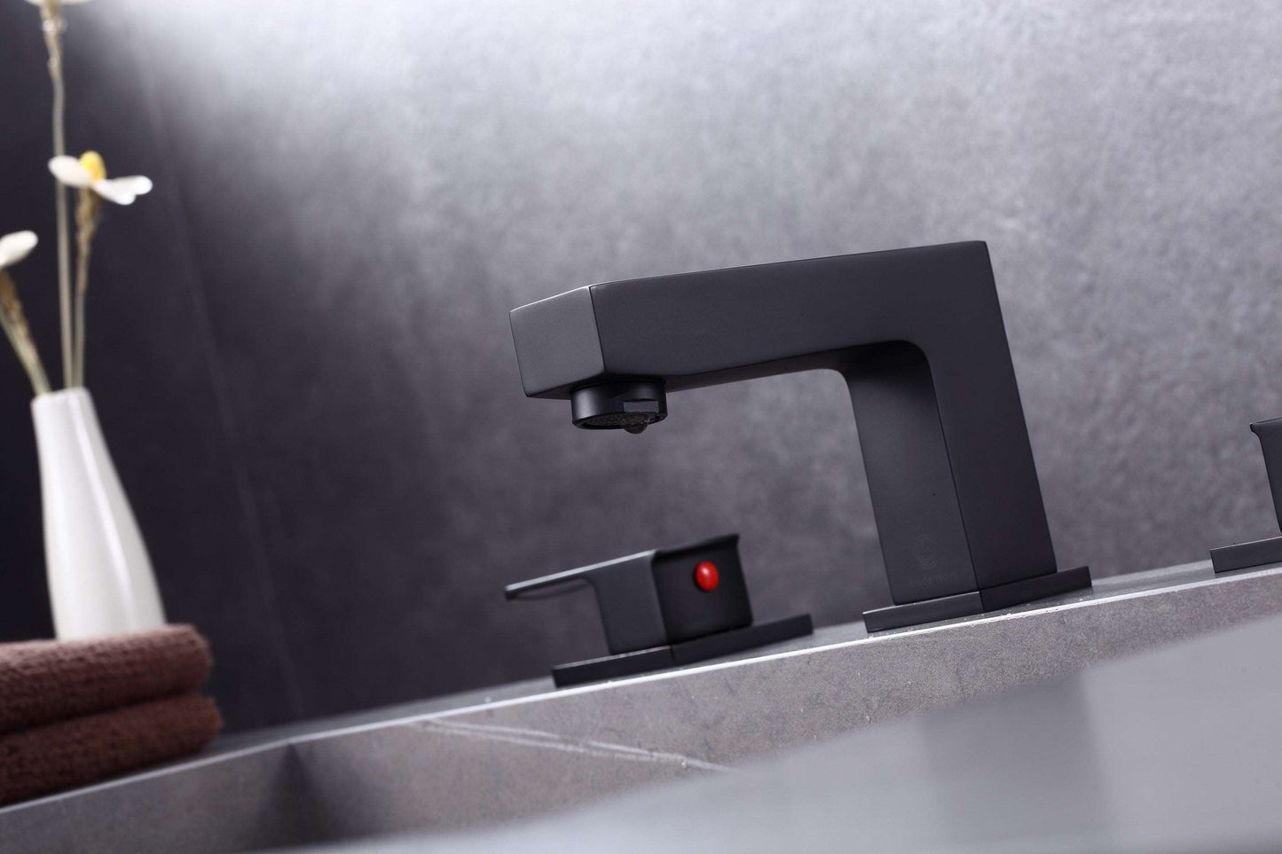 8pcs Box - Three Holes Vessel Lavatory Faucet - BRÜDERMAIM Sëgen- Matte Black - Lead Free Brass - WaterSense and cUPC Certified - Ceramic Cartridge