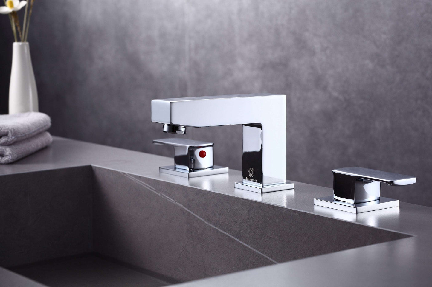 8pcs Box - Three Holes Vessel Lavatory Faucet - BRÜDERMAIM Sëgen- Chrome- Lead Free Brass - WaterSense and cUPC Certified - Ceramic Cartridge