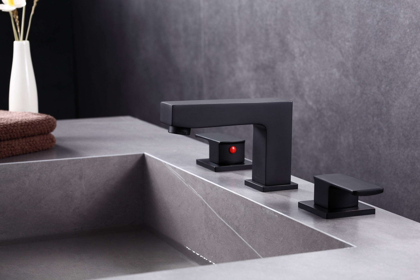 8pcs Box - Three Holes Vessel Lavatory Faucet - BRÜDERMAIM Sëgen- Matte Black - Lead Free Brass - WaterSense and cUPC Certified - Ceramic Cartridge