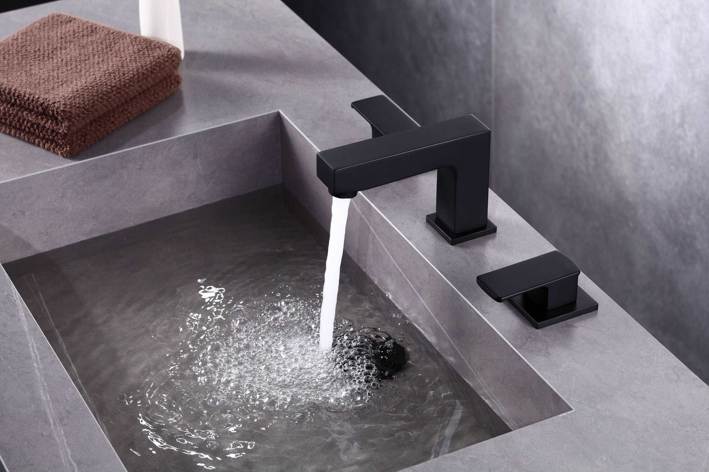 8pcs Box - Three Holes Vessel Lavatory Faucet - BRÜDERMAIM Sëgen- Matte Black - Lead Free Brass - WaterSense and cUPC Certified - Ceramic Cartridge
