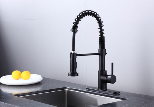 6pcs Box - Pulldown Kitchen Faucet - BRÜDERMAIM Döretz - Matte Black - Lead Free Brass - cUPC Certified - Ceramic Cartridge.