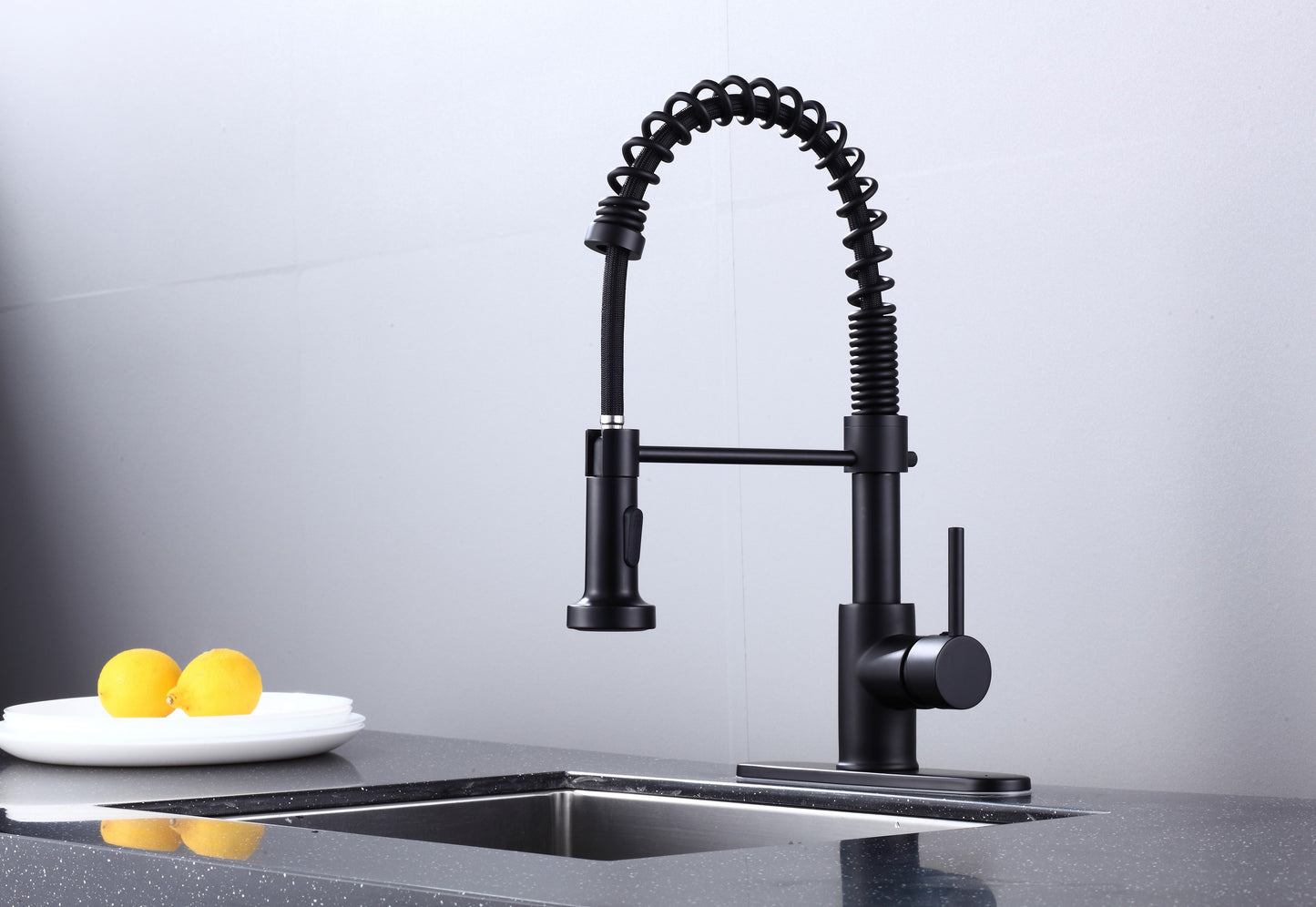 6pcs Box - Pulldown Kitchen Faucet - BRÜDERMAIM Döretz - Matte Black - Lead Free Brass - cUPC Certified - Ceramic Cartridge.