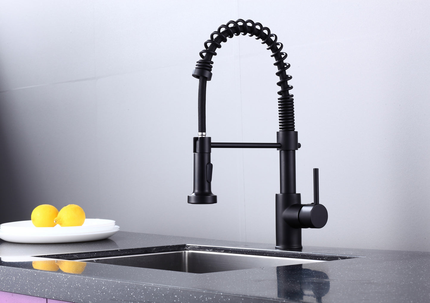 6pcs Box - Pulldown Kitchen Faucet - BRÜDERMAIM Döretz - Matte Black - Lead Free Brass - cUPC Certified - Ceramic Cartridge.