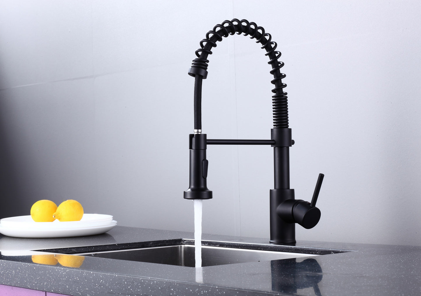6pcs Box - Pulldown Kitchen Faucet - BRÜDERMAIM Döretz - Matte Black - Lead Free Brass - cUPC Certified - Ceramic Cartridge.