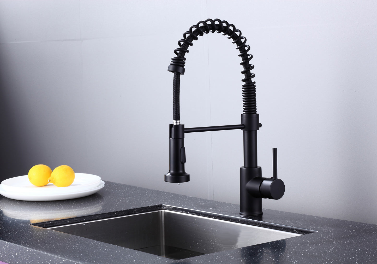 6pcs Box - Pulldown Kitchen Faucet - BRÜDERMAIM Döretz - Matte Black - Lead Free Brass - cUPC Certified - Ceramic Cartridge.