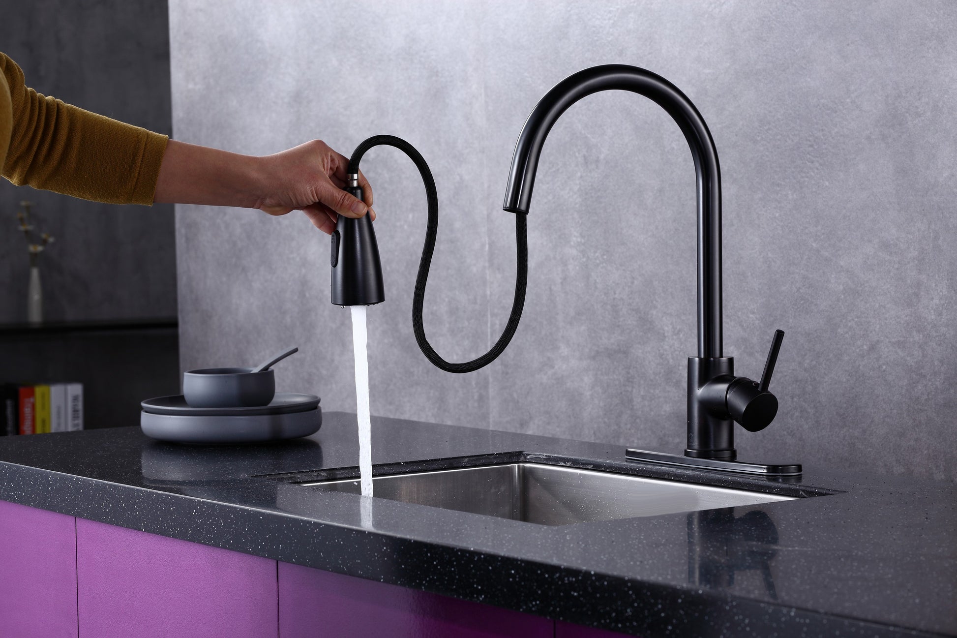 6pcs Box - Pulldown Kitchen Faucet - BRÜDERMAIM Dahsnü  - Black ORB - Lead Free Brass - cUPC Certified - Ceramic Cartridge.