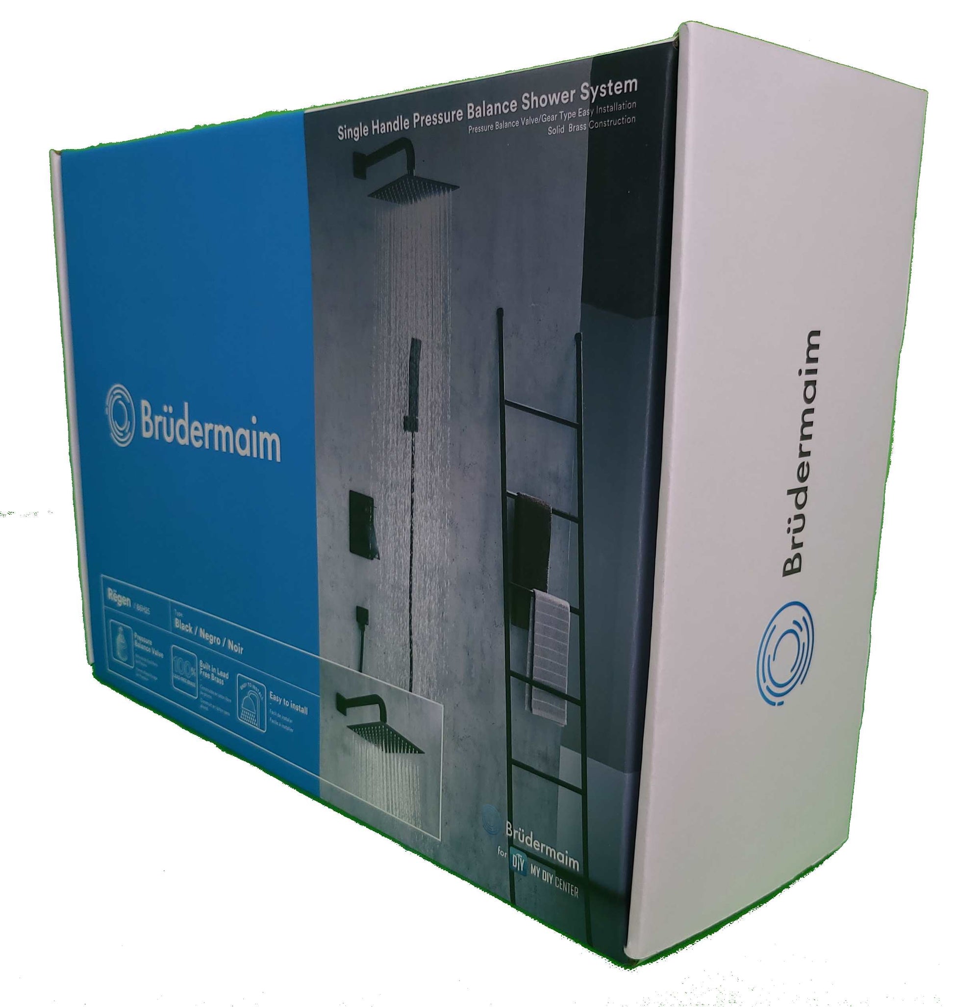 6pcs Box - Single Handle Pressure Balance Shower System - BRÜDERMAIM Rëgen- Matte Black - Lead Free Brass - cUPC Certified - Ceramic Cartridge