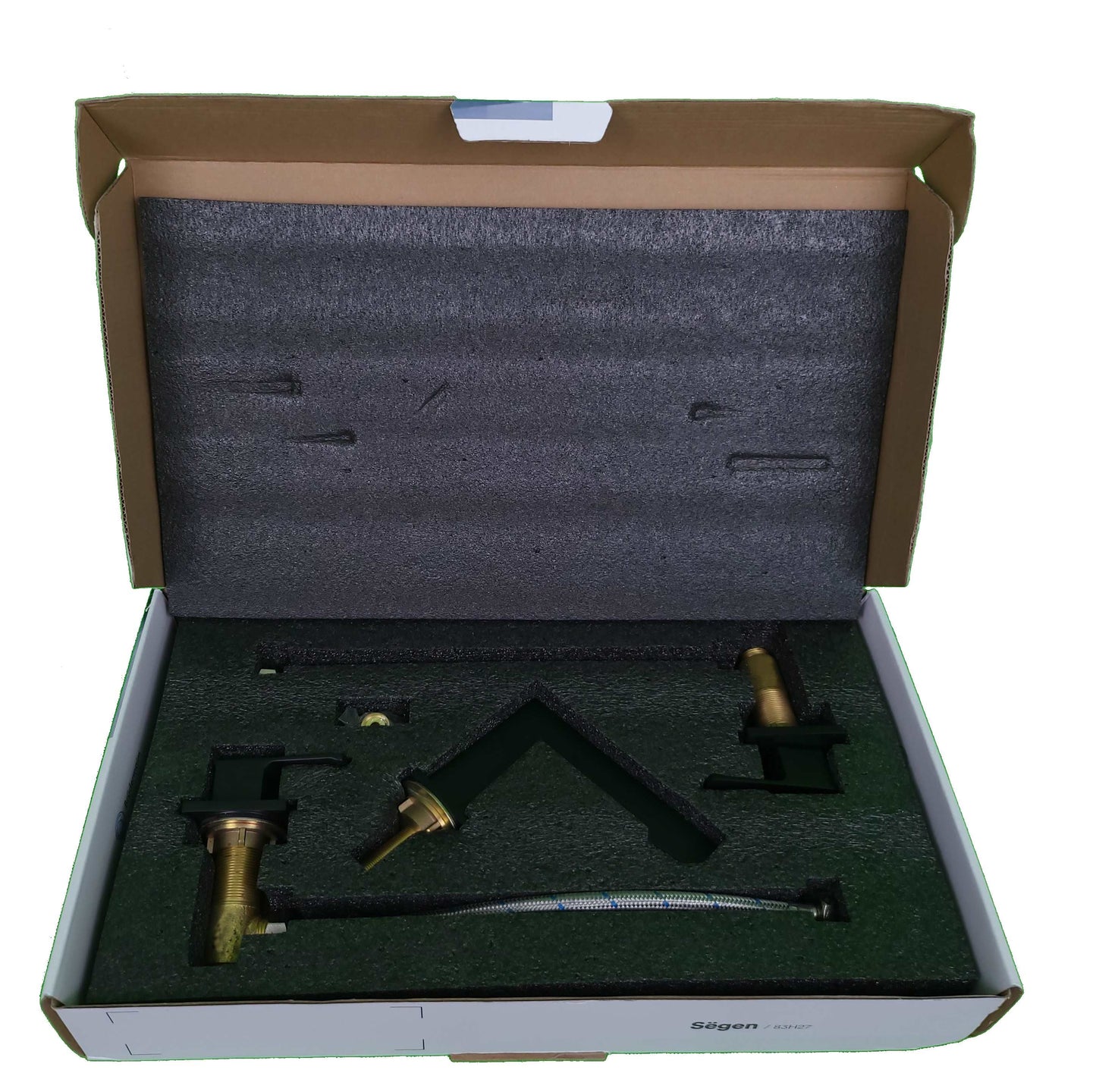 8pcs Box - Three Holes Vessel Lavatory Faucet - BRÜDERMAIM Sëgen- Matte Black - Lead Free Brass - WaterSense and cUPC Certified - Ceramic Cartridge