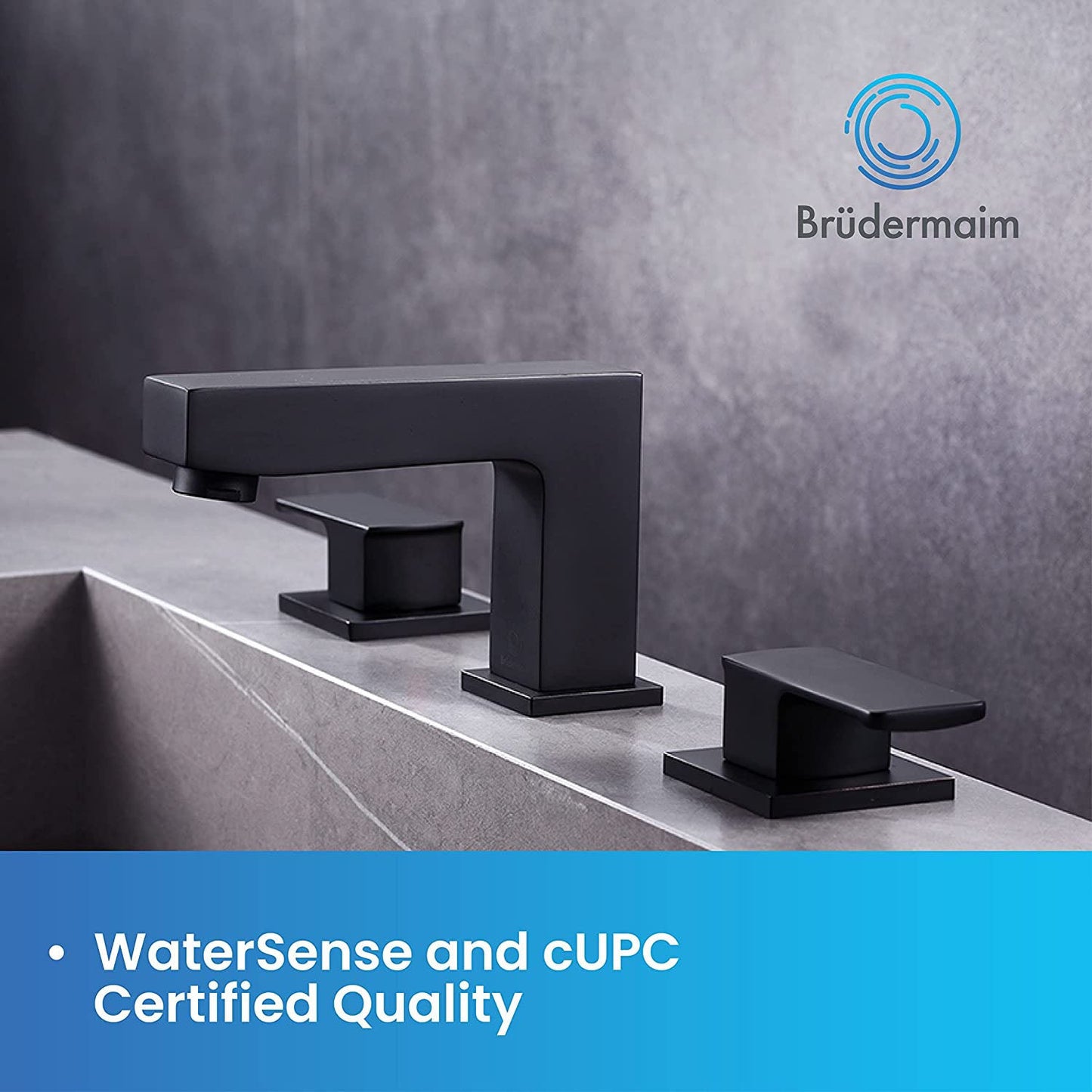 8pcs Box - Three Holes Vessel Lavatory Faucet - BRÜDERMAIM Sëgen- Matte Black - Lead Free Brass - WaterSense and cUPC Certified - Ceramic Cartridge.