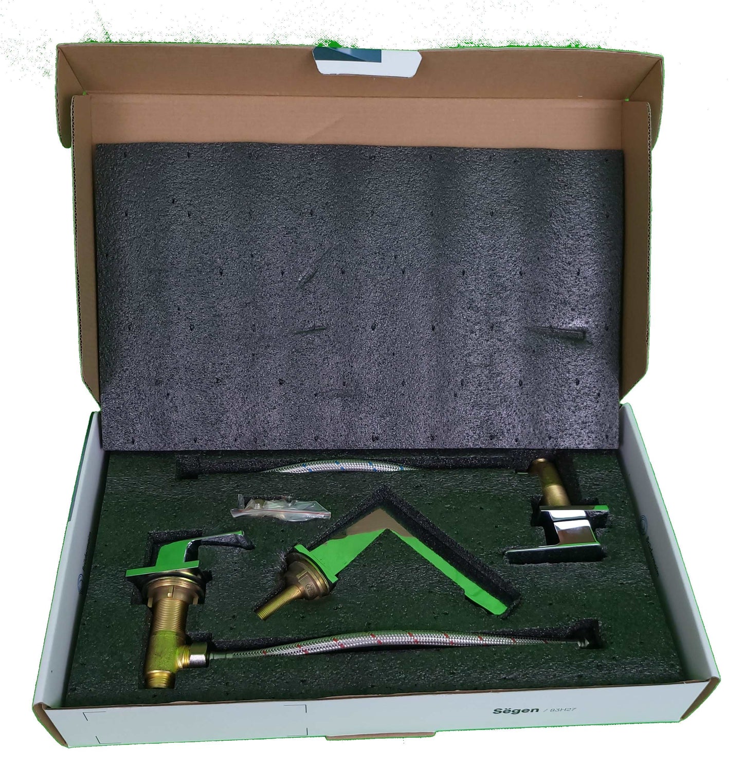 8pcs Box - Three Holes Vessel Lavatory Faucet - BRÜDERMAIM Sëgen- Chrome- Lead Free Brass - WaterSense and cUPC Certified - Ceramic Cartridge