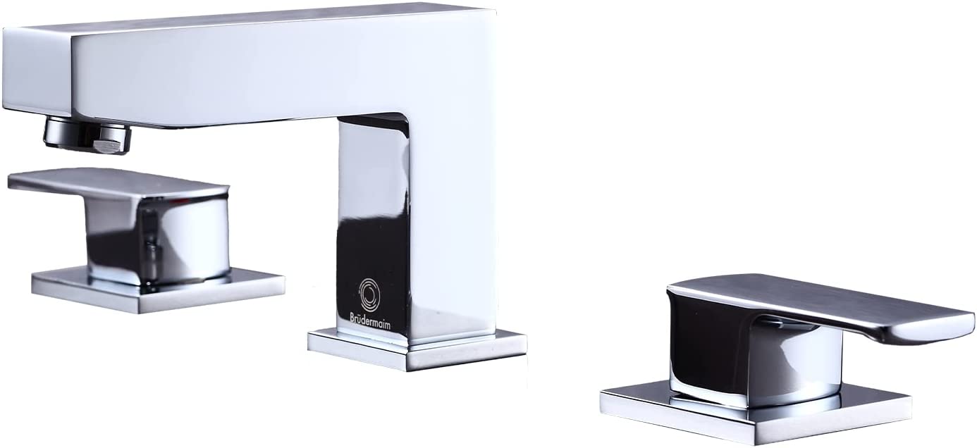 8pcs Box - Three Holes Vessel Lavatory Faucet - BRÜDERMAIM Sëgen- Chrome- Lead Free Brass - WaterSense and cUPC Certified - Ceramic Cartridge.