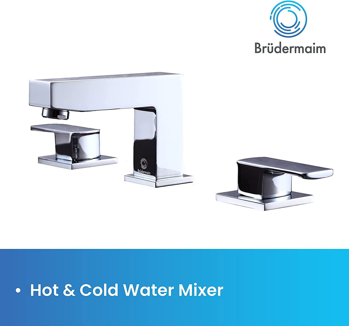 8pcs Box - Three Holes Vessel Lavatory Faucet - BRÜDERMAIM Sëgen- Chrome- Lead Free Brass - WaterSense and cUPC Certified - Ceramic Cartridge.