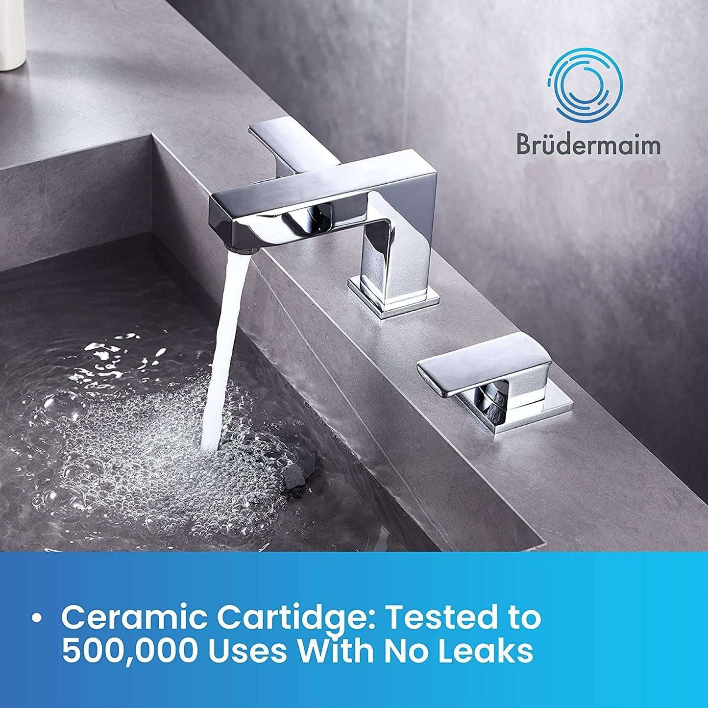 8pcs Box - Three Holes Vessel Lavatory Faucet - BRÜDERMAIM Sëgen- Chrome- Lead Free Brass - WaterSense and cUPC Certified - Ceramic Cartridge