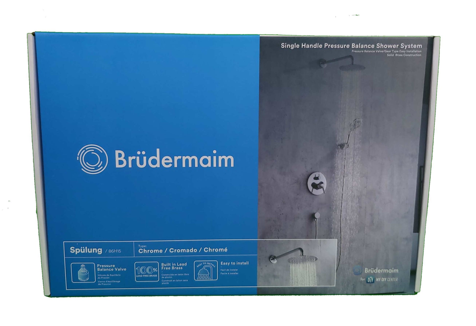 6pcs Box - Single Handle Pressure Balance Shower System - BRÜDERMAIM Spülung- Chrome - Lead Free Brass - cUPC Certified - Ceramic Cartridge