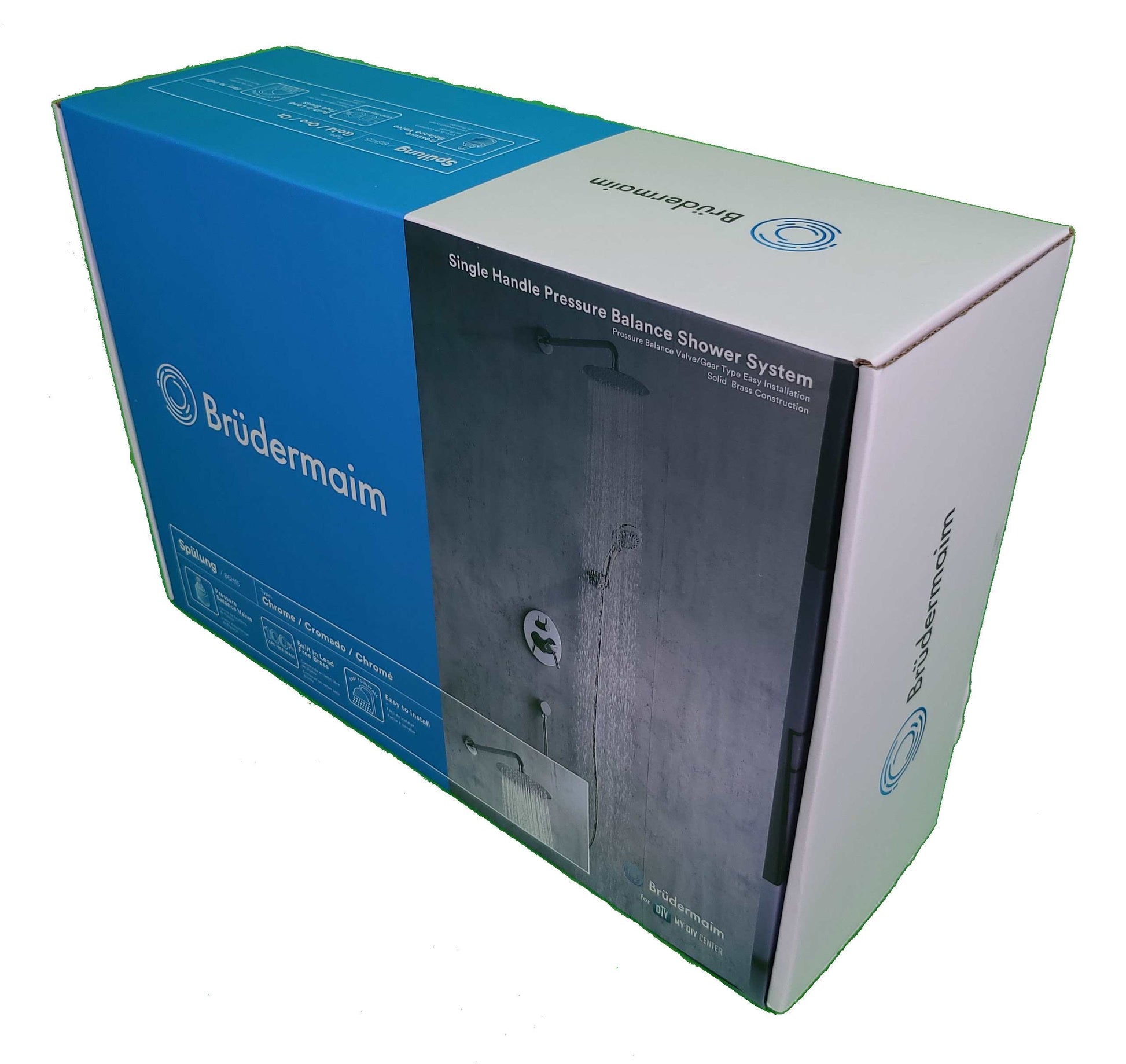 6pcs Box - Single Handle Pressure Balance Shower System - BRÜDERMAIM Spülung- Chrome - Lead Free Brass - cUPC Certified - Ceramic Cartridge