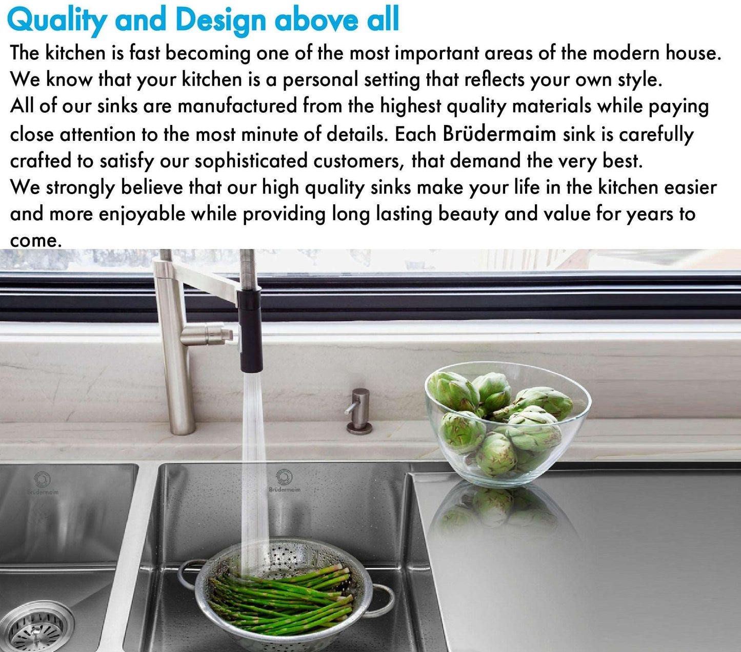 6pcs combo - Kitchen Sink - Stainless Steel - BRUDERMAIM 30x18x9 Inch 16 gauge Handcrafted T304 Stainless Steel Undermount Kitchen Sink Zero Radius Single Bowl