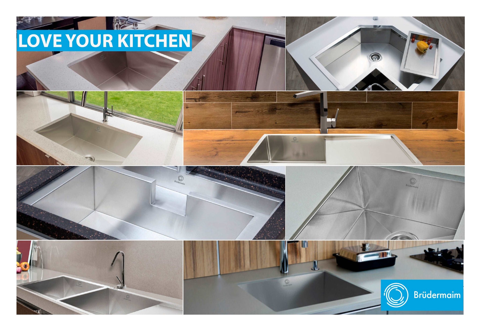 6pcs combo - Kitchen Sink - Stainless Steel - BRUDERMAIM 24x18x9 Inch 16 gauge Handcrafted T304 Stainless Steel Undermount Kitchen Sink Zero Radius Single Bowl