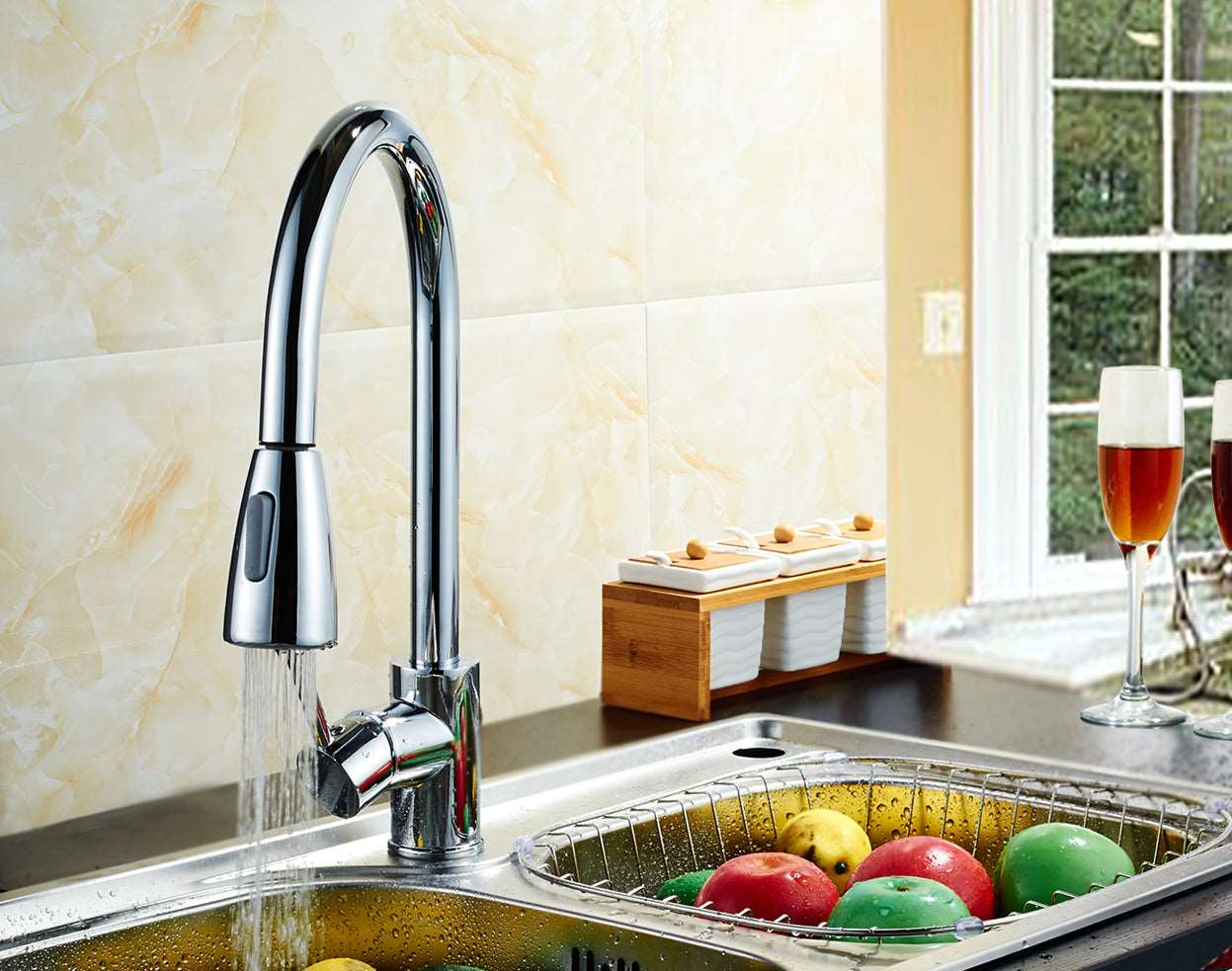 6pcs Box - Pulldown Kitchen Faucet - BRÜDERMAIM Dahsnü - Matte Black - Lead Free Brass - cUPC Certified - Ceramic Cartridge