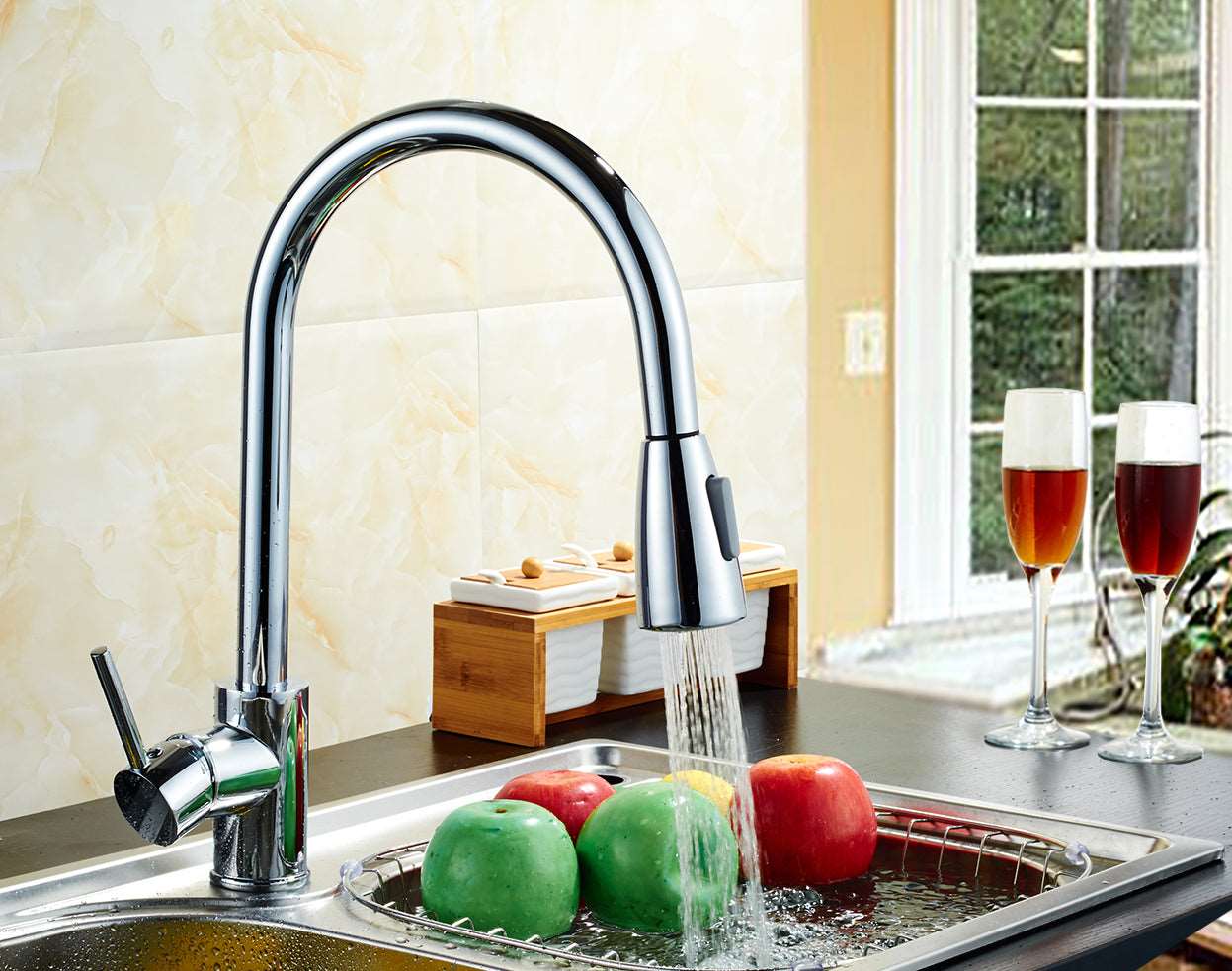 6pcs Box - Pulldown Kitchen Faucet - BRÜDERMAIM Dahsnü - Matte Black - Lead Free Brass - cUPC Certified - Ceramic Cartridge