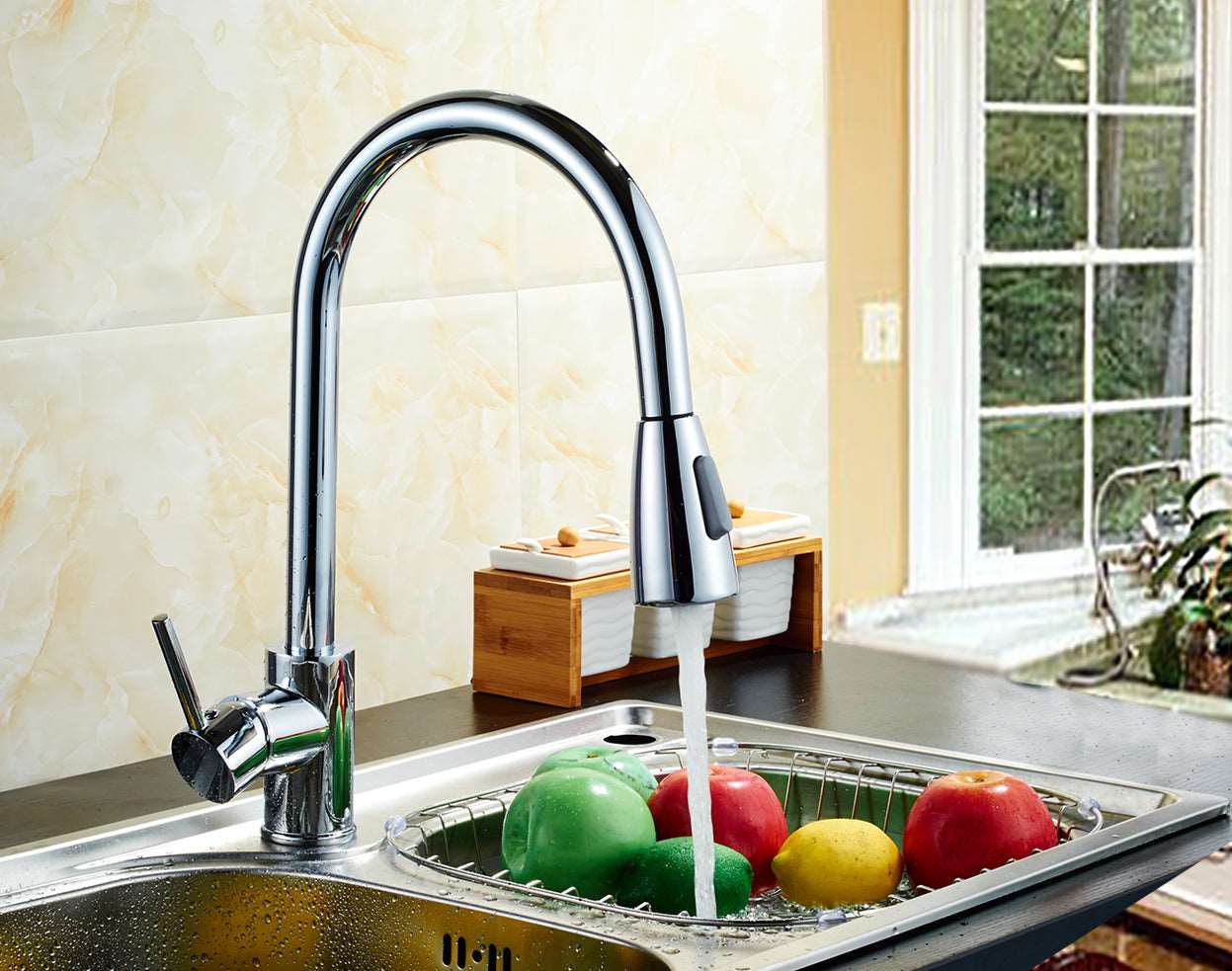 6pcs Box - Pulldown Kitchen Faucet - BRÜDERMAIM Dahsnü - Matte Black - Lead Free Brass - cUPC Certified - Ceramic Cartridge