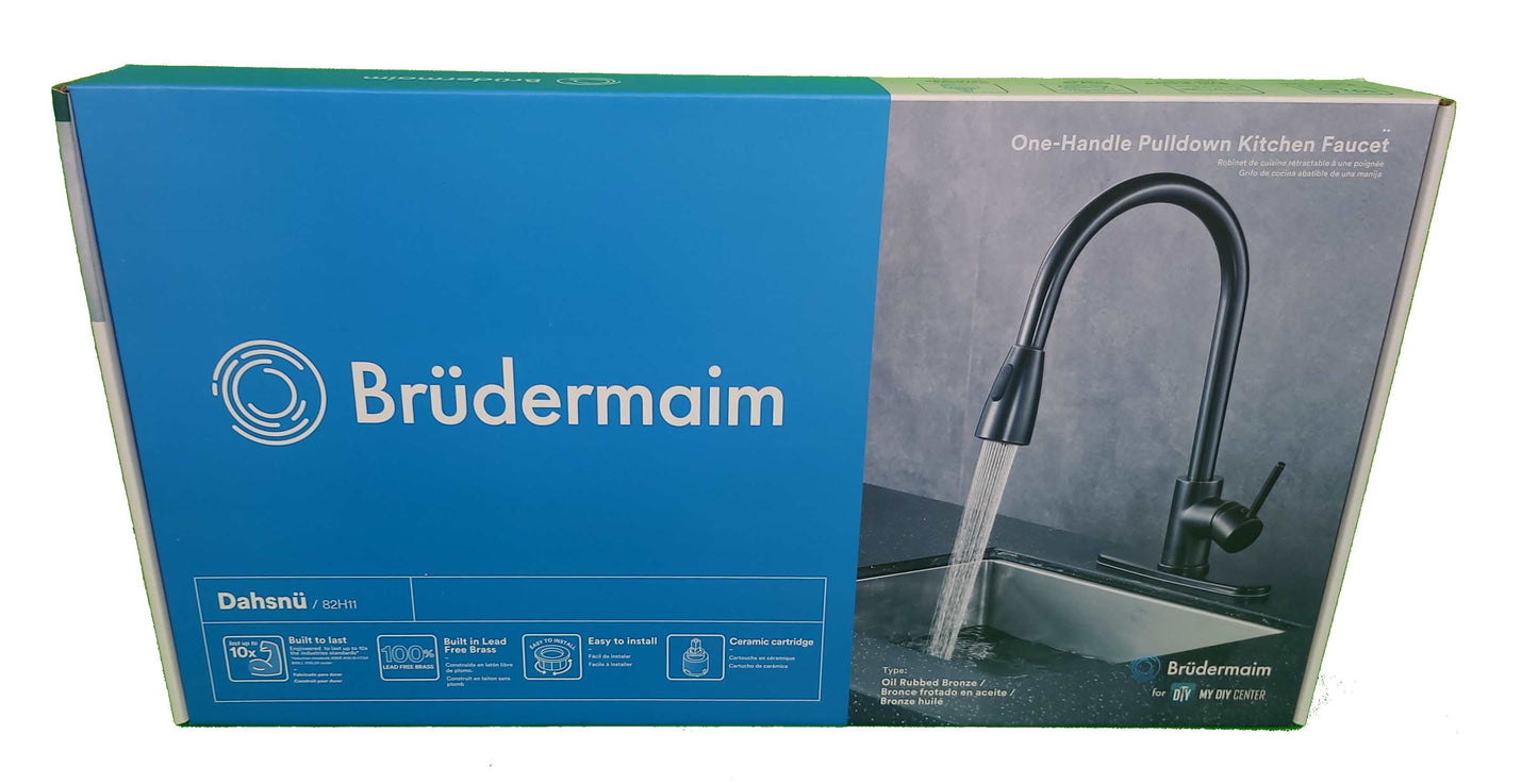 6pcs Box - Pulldown Kitchen Faucet - BRÜDERMAIM Dahsnü  - Black ORB - Lead Free Brass - cUPC Certified - Ceramic Cartridge
