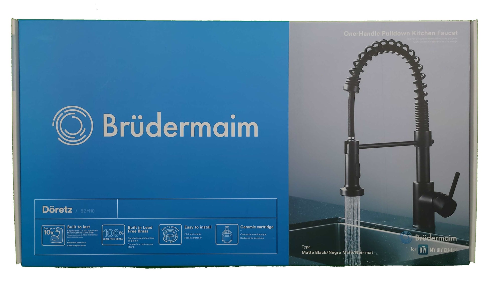 6pcs Box - Pulldown Kitchen Faucet - BRÜDERMAIM Döretz - Matte Black - Lead Free Brass - cUPC Certified - Ceramic Cartridge