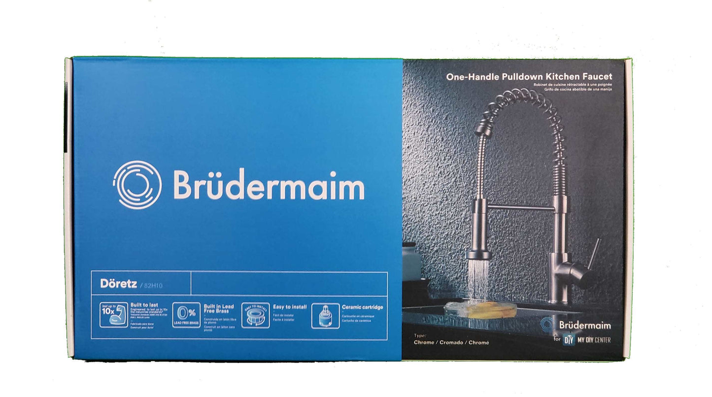 6pcs Box - Pulldown Kitchen Faucet - BRÜDERMAIM Döretz - Chrome - Lead Free Brass - cUPC Certified - Ceramic Cartridge