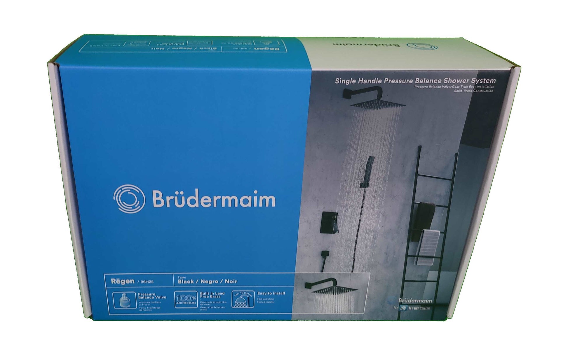 6pcs Box - Single Handle Pressure Balance Shower System - BRÜDERMAIM Rëgen- Matte Black - Lead Free Brass - cUPC Certified - Ceramic Cartridge