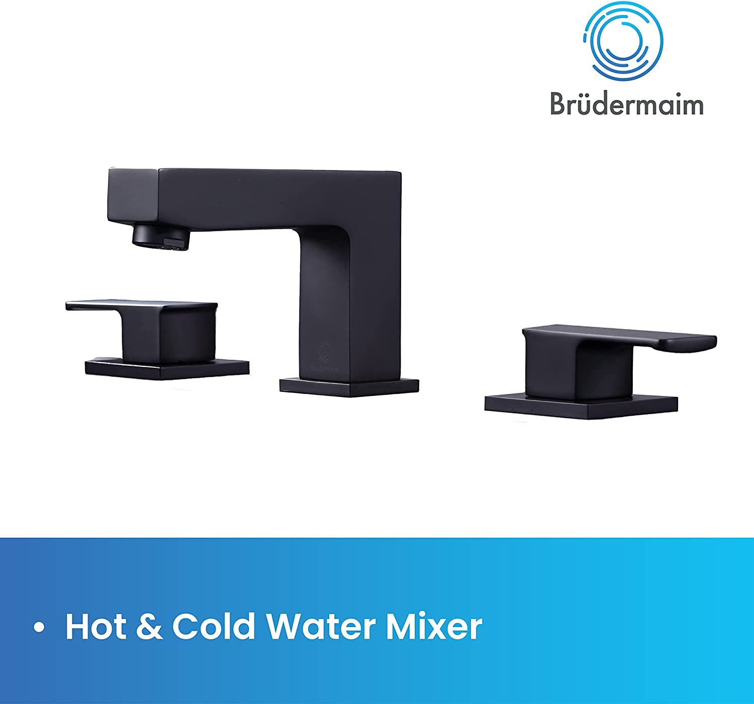 8pcs Box - Three Holes Vessel Lavatory Faucet - BRÜDERMAIM Sëgen- Matte Black - Lead Free Brass - WaterSense and cUPC Certified - Ceramic Cartridge.