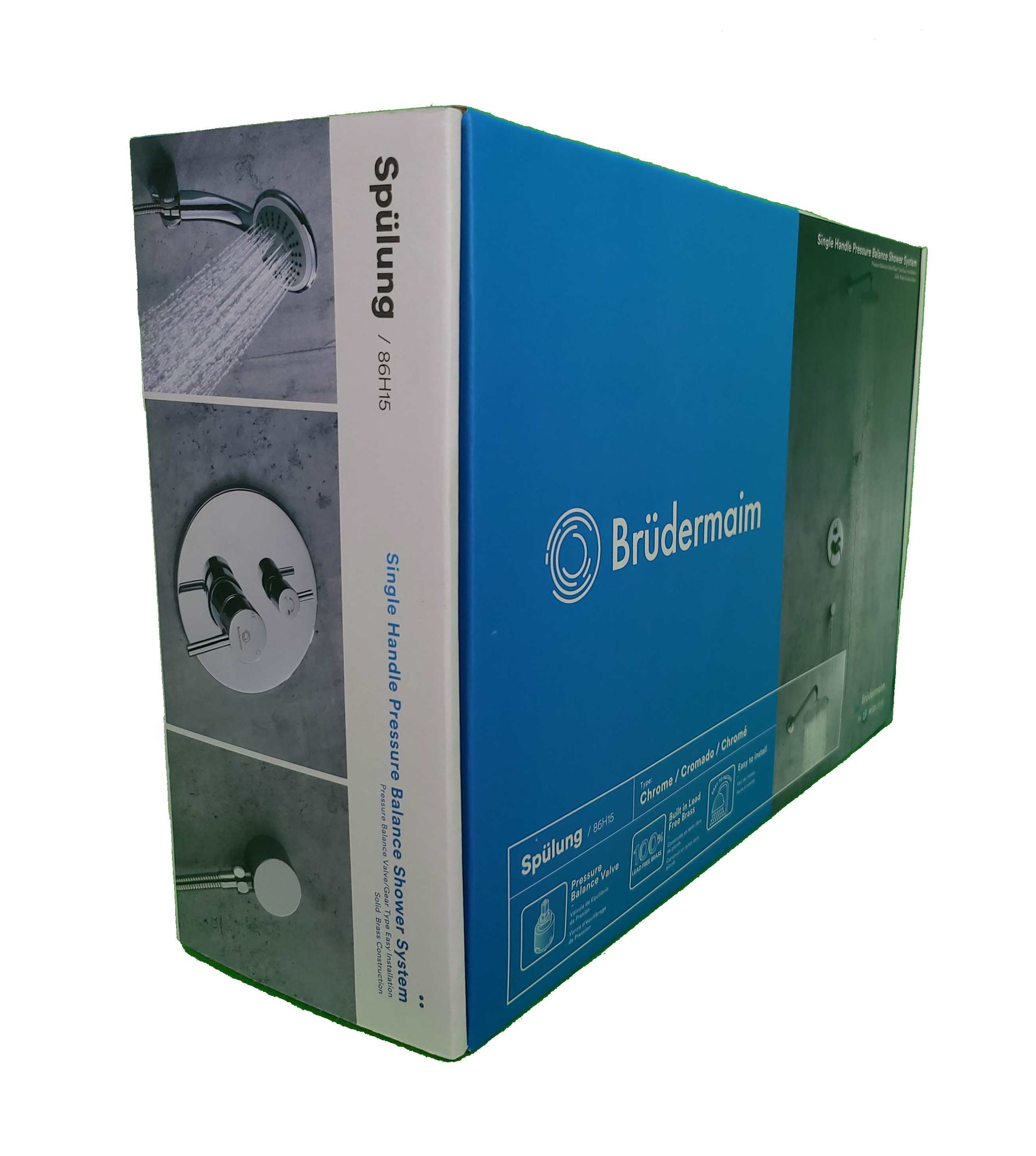 6pcs Box - Single Handle Pressure Balance Shower System - BRÜDERMAIM Spülung- Chrome - Lead Free Brass - cUPC Certified - Ceramic Cartridge